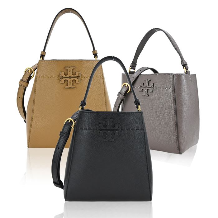 TORY BURCH MCGRAW 荔枝紋雙T LOGO手提/斜背水桶包(多色選) | 7-11 i