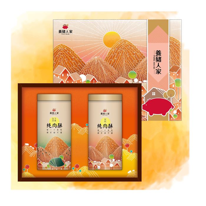 養豬人家-綜合豬肉酥禮盒2盒組(160g*2罐/盒)原味1罐+芝麻海苔1罐