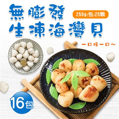 【築地一番鮮】無膨發生凍海灣貝16包(250g/包/25顆)