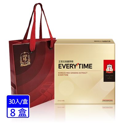 (箱購)正官莊 高麗參精EVERYTIME 30入禮盒x8盒組 (附提袋)
