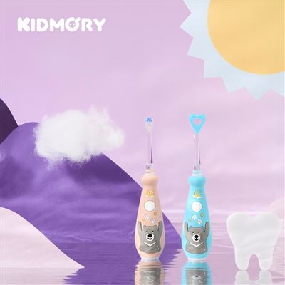 (團)KIDMORY 兒童炫彩音波電動牙刷 KM-266-BU (2入組)