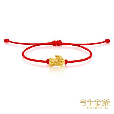 【今生金飾】迷你Q貔貅串珠-紅線款 黃金串珠手繩(網路獨賣)