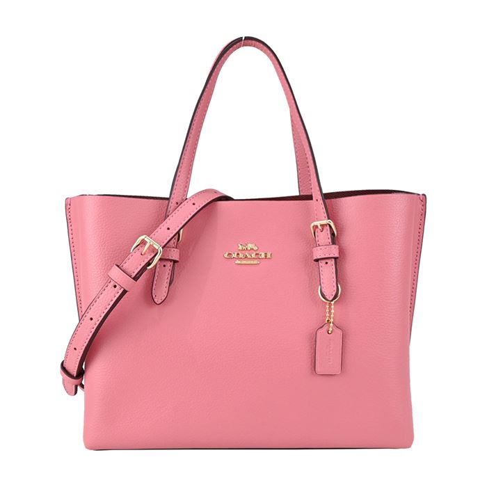 【COACH】馬車LOGO多夾層手提/斜背包(小/太妃糖粉) [平輸]